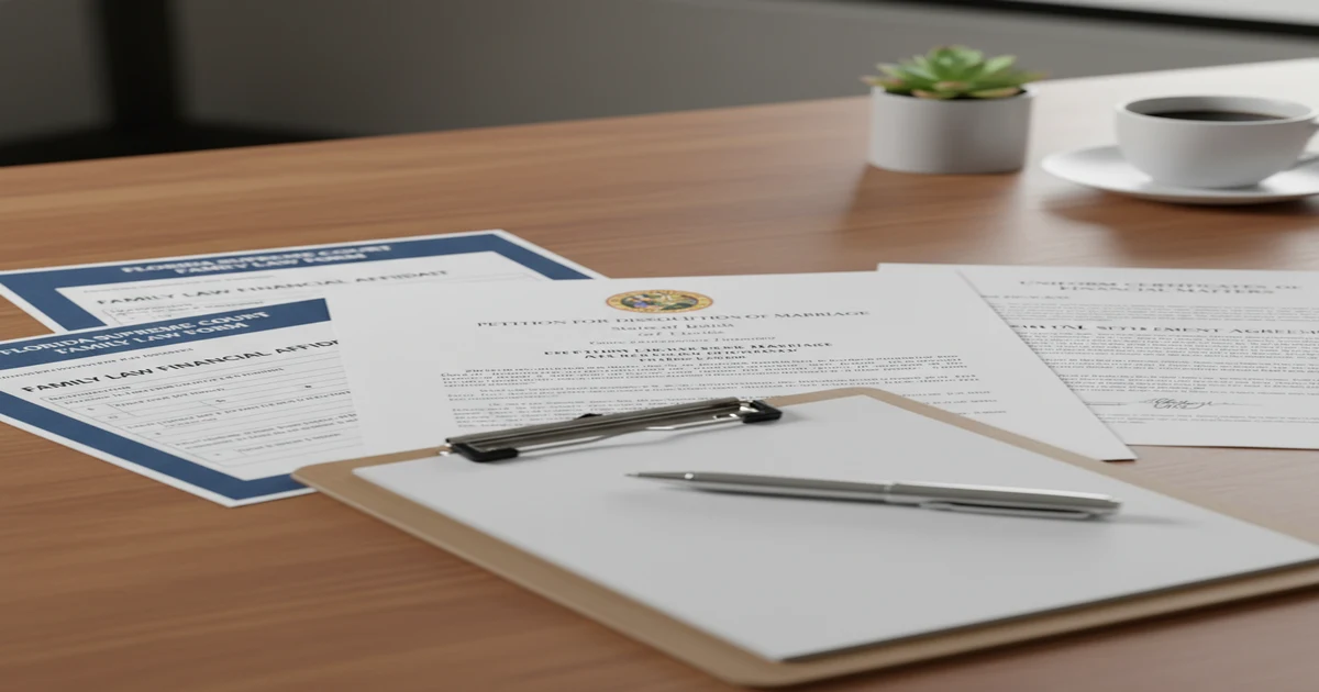 Florida divorce timeline and legal documents for dissolution of marriage