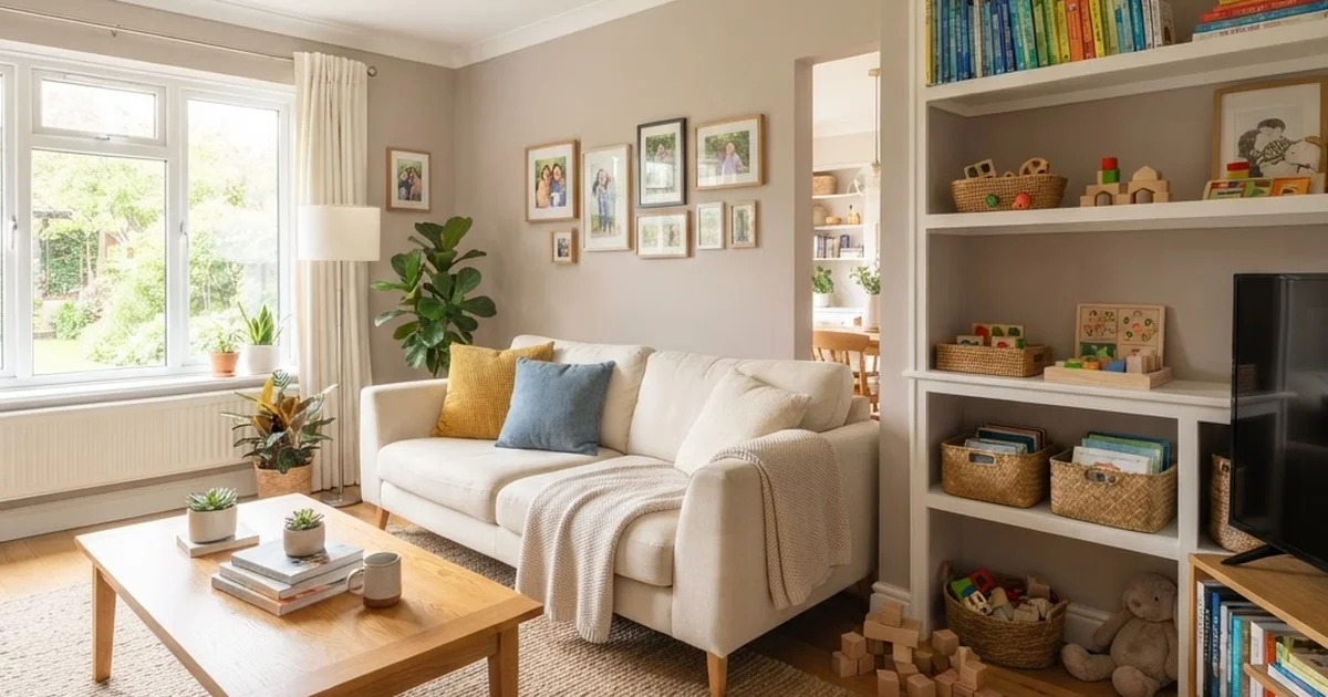 custody evaluation Florida — comfortable living room with children's books and toys neatly arranged